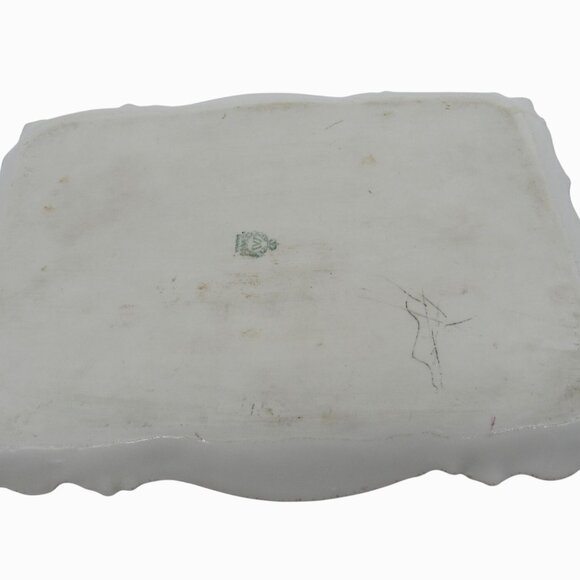 BAVARIA PORCELAIN Tray with Yellow Roses Scalloped Edges Germany Vintage - Picture 10 of 10